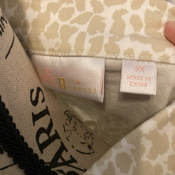 Belle By Kim Gravel 3x Jacket Beige Cheetah Button Up Lagenlook Minimalist - Picture 6 of 8